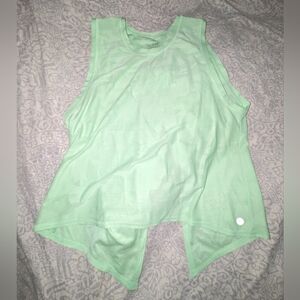 Neon green mesh split back tank top